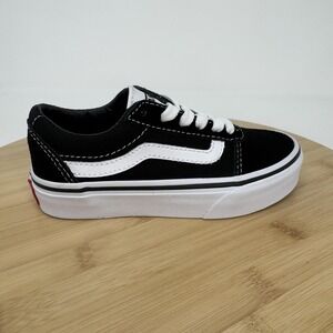 Vans Old Skool Shoes Kids Size 11Y Black White Canvas Low Top Skate Sneakers